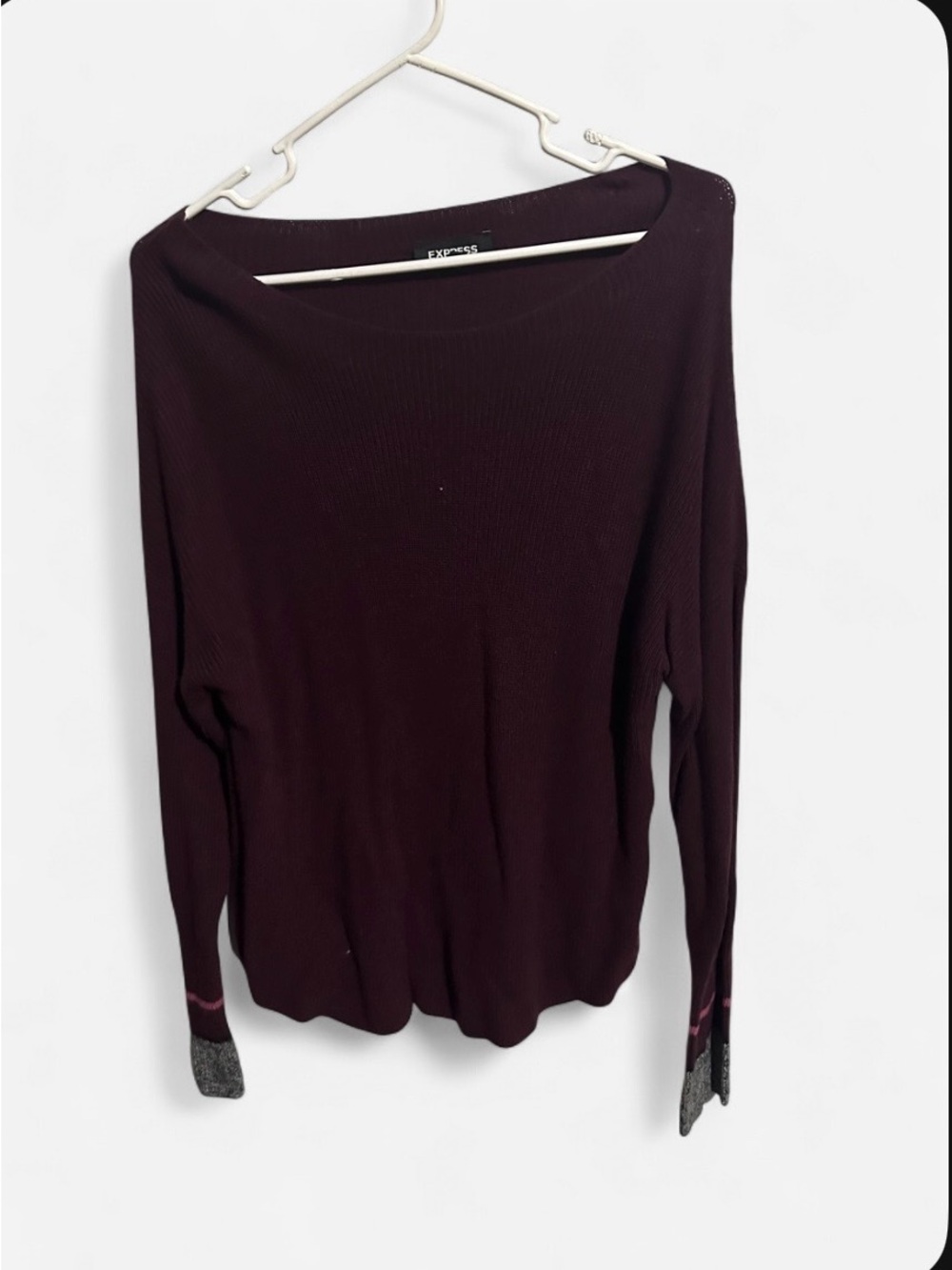 Express Women's Ribbed Boatneck Sweater - Plum
